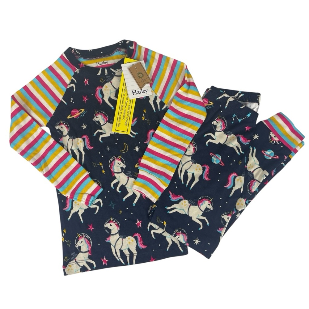 Hatley Kids Space Unicorns Raglan Organic Cotton Pajama Set Size 6 NWT